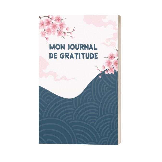 Journal de gratitude 120 pages lignée A5 - Cahier de gratitude Fleur de cerisier
